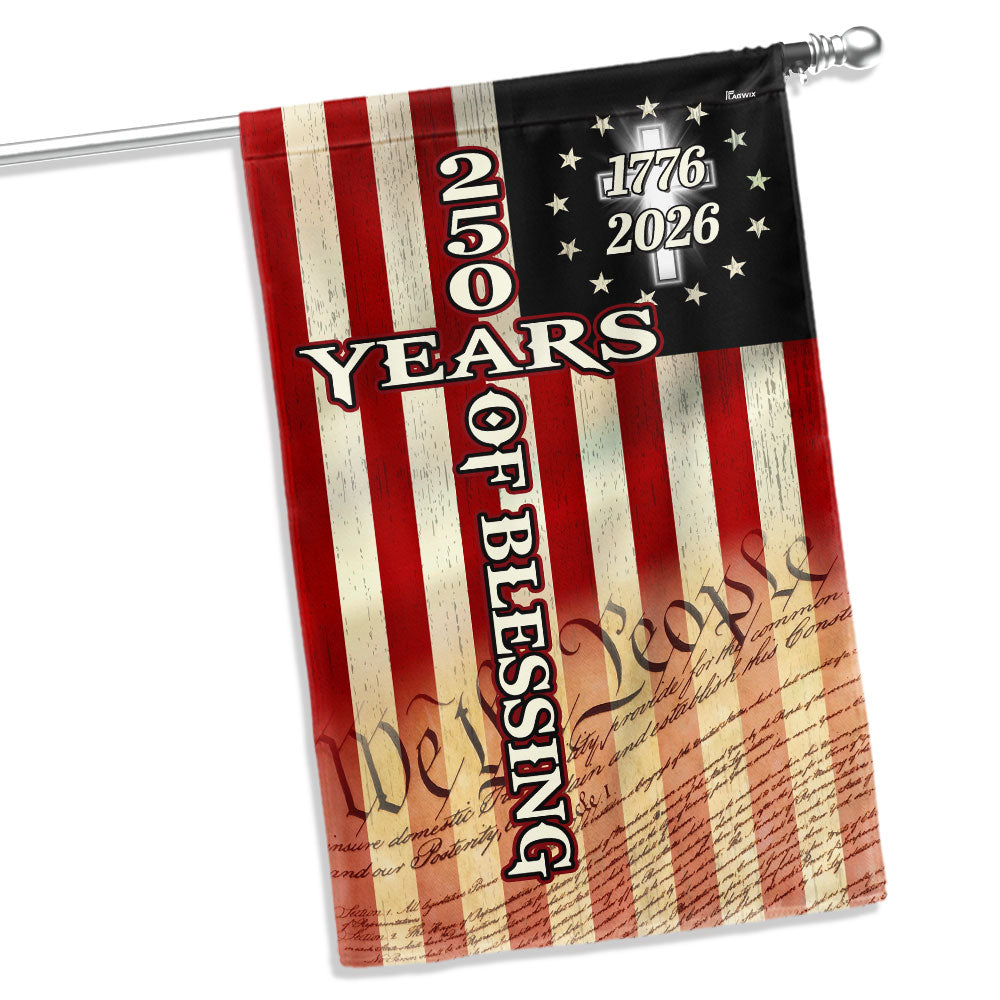 250 Years of Blessing Flag, 1776 2026 We The People Christian Cross Decor