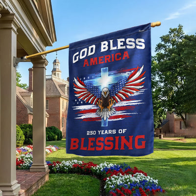 250 Years of Blessing Flag, God Bless America with Eagle Cross US Flag