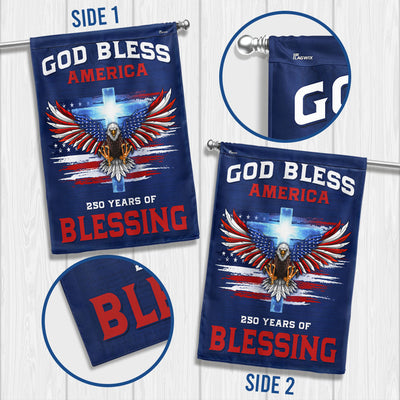 250 Years of Blessing Flag, God Bless America with Eagle Cross US Flag