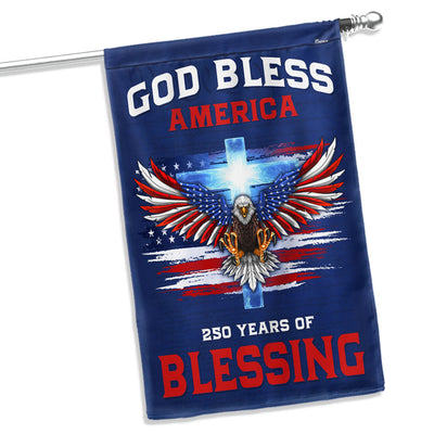 250 Years of Blessing Flag, God Bless America with Eagle Cross US Flag