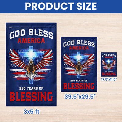 250 Years of Blessing Flag, God Bless America with Eagle Cross US Flag