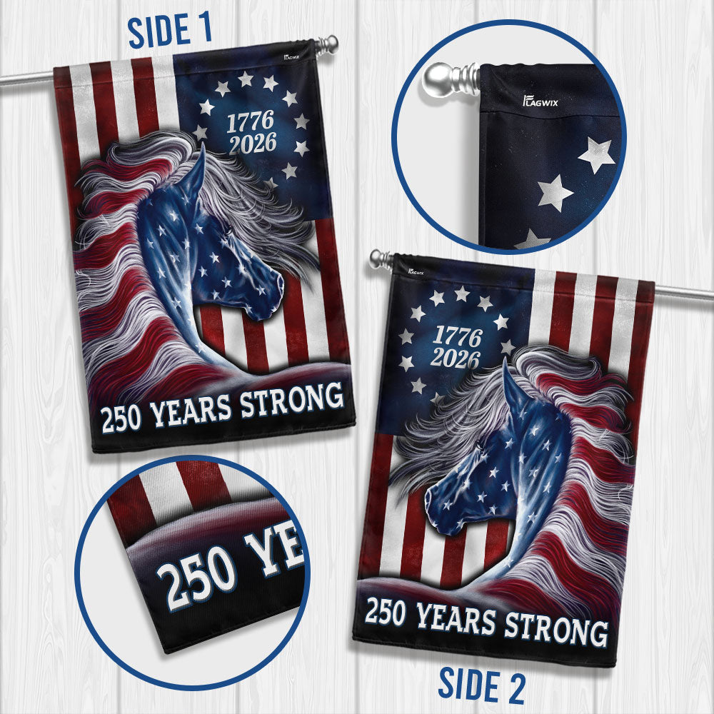 Patriotic Horse Flag, 250 Years Strong Patriotic Horse 4th Of July US Flag
