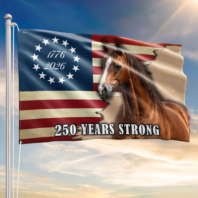 250 Years Strong Horse American Grommet Flag for Farm Patriotic Decor 3-Day Shipping