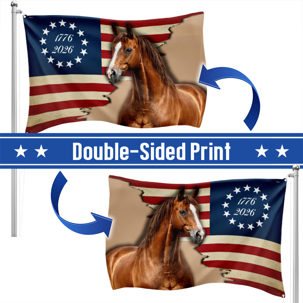 American 1776 2026 Patriotic Horse Grommet Flag