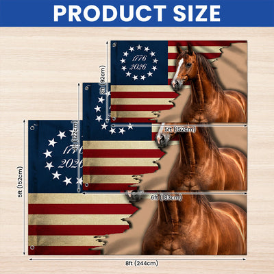 American 1776 2026 Patriotic Horse Grommet Flag