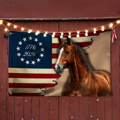 American 1776 2026 Patriotic Horse Grommet Flag