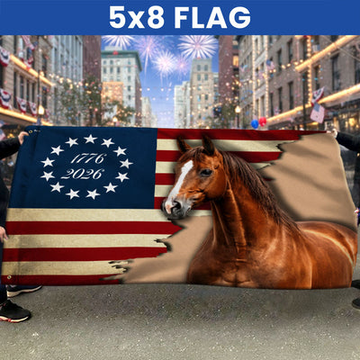 American 1776 2026 Patriotic Horse Grommet Flag
