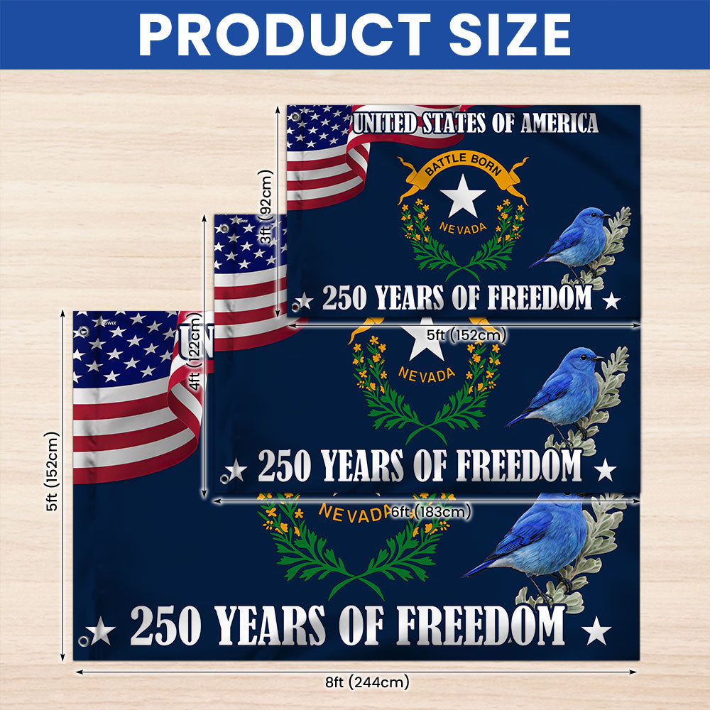 Nevada State Flag, 250 Years of Freedom Nevada State Grommet Flag