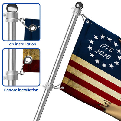 250 Years Strong Highland Cow American Grommet Flag for Farmhouse Patriotic Decor