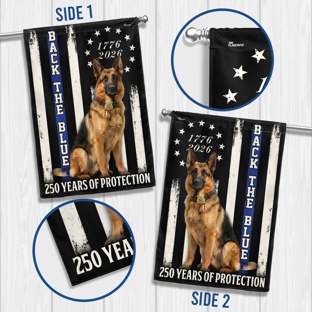 German Shepherd Thin Blue Line Flag, 250 Years of Protection US Flag
