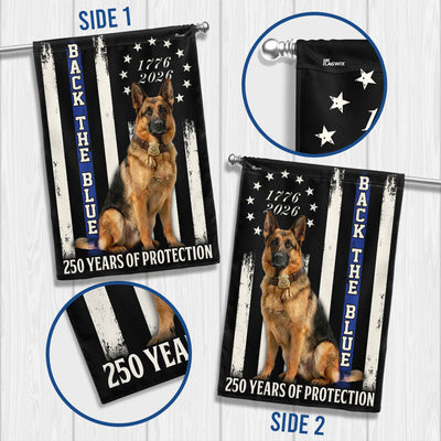 German Shepherd Thin Blue Line Flag, 250 Years of Protection US Flag