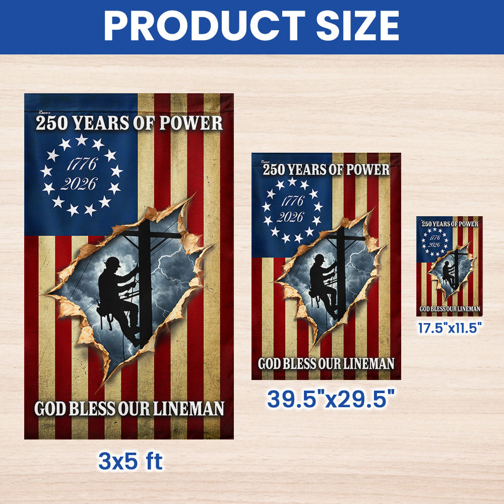 Lineman Flag, 1776 2026 God Bless Our Lineman American Flag
