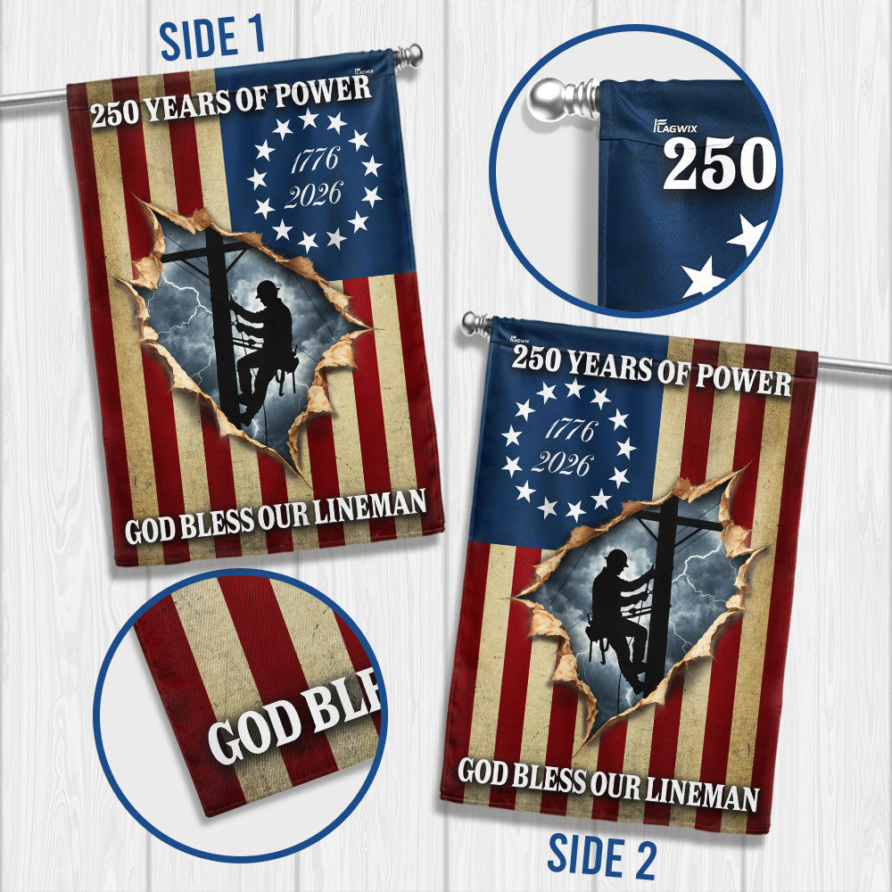 Lineman Flag, 1776 2026 God Bless Our Lineman American Flag