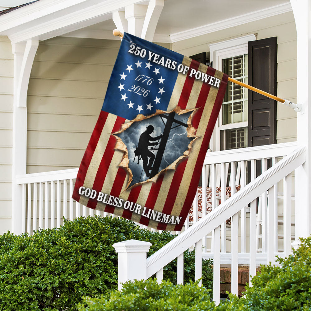 Lineman Flag, 1776 2026 God Bless Our Lineman American Flag