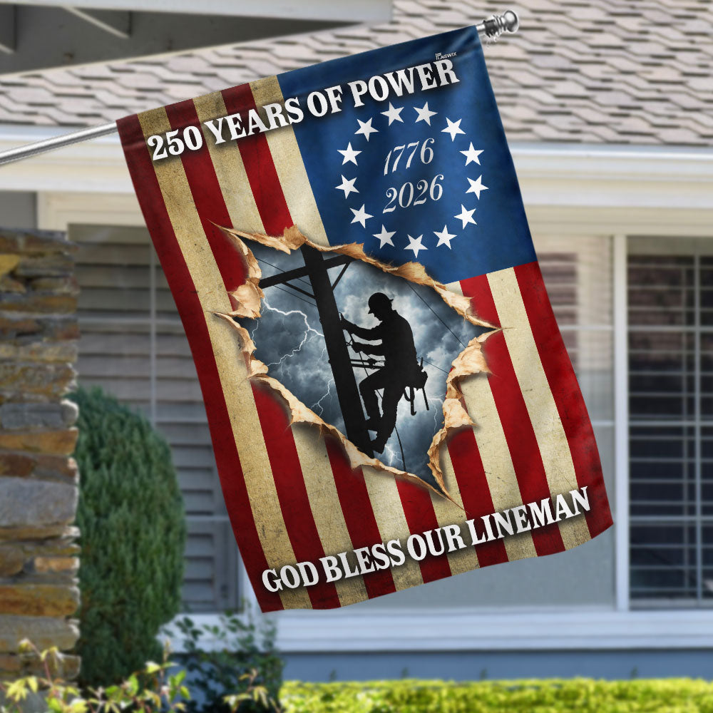 Lineman Flag, 1776 2026 God Bless Our Lineman American Flag