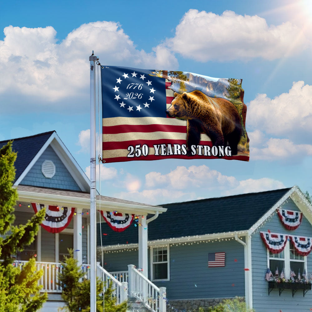 California State Betsy Ross Flag, 250 Years Strong Grizzly Bear Grommet Flag