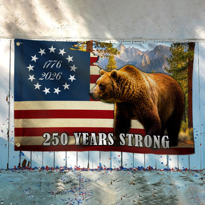 California State Betsy Ross Flag, 250 Years Strong Grizzly Bear Grommet Flag