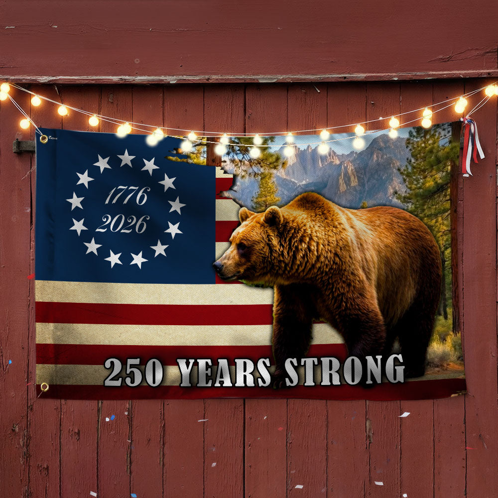 California State Betsy Ross Flag, 250 Years Strong Grizzly Bear Grommet Flag