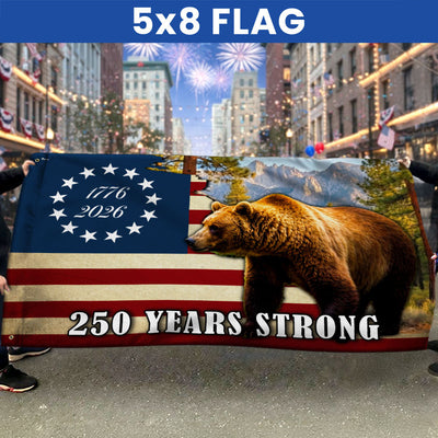 California State Betsy Ross Flag, 250 Years Strong Grizzly Bear Grommet Flag
