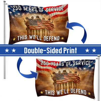 Memorial Day Flag, 250 Years of Service Grommet American Flag