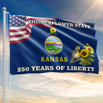 Kansas State Flag, 250 Years of Liberty The Sunflower State Grommet Flag