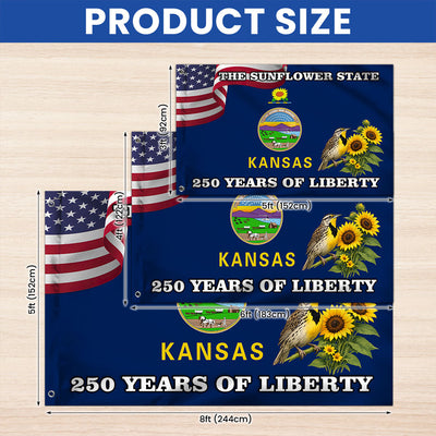 Kansas State Flag, 250 Years of Liberty The Sunflower State Grommet Flag