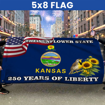 Kansas State Flag, 250 Years of Liberty The Sunflower State Grommet Flag