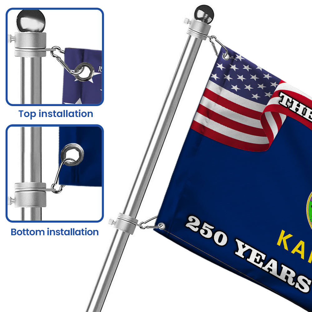 Kansas State Flag, 250 Years of Liberty The Sunflower State Grommet Flag