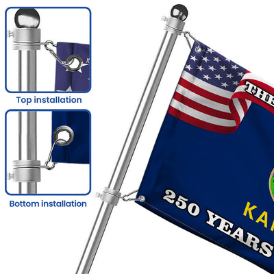 Kansas State Flag, 250 Years of Liberty The Sunflower State Grommet Flag