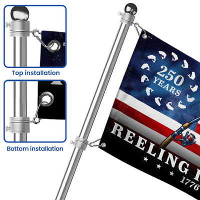 Bass Fish Flag, 250 Years Reeling in Freedom Grommet Flag