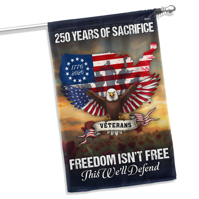 Veterans Day Flag, 250 Years of Sacrifice United States Map Flag