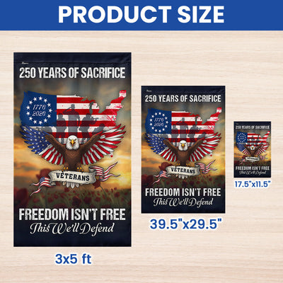 Veterans Day Flag, 250 Years of Sacrifice United States Map Flag
