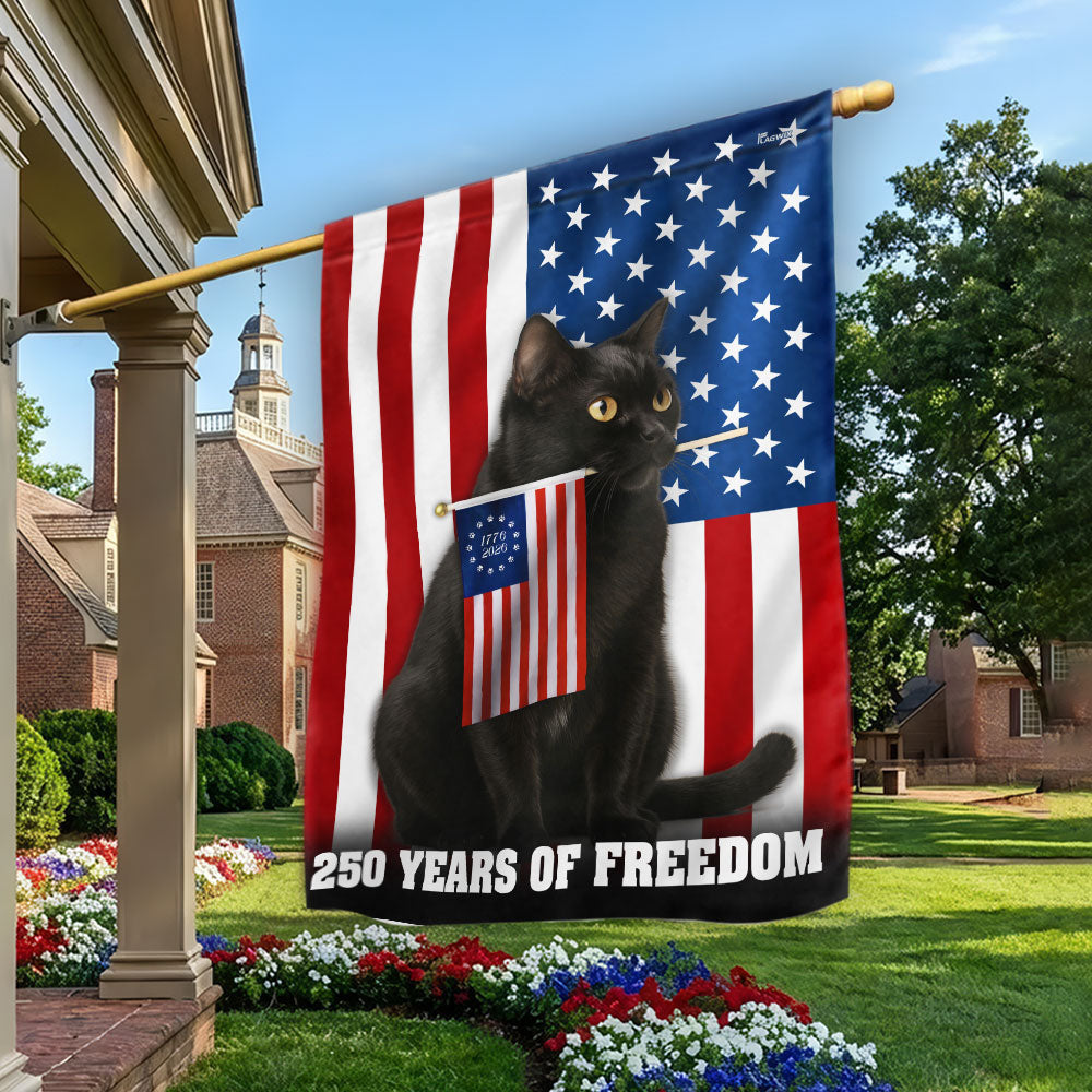 250 Years of Freedom Flag, Patriotic Black Cat American Flag