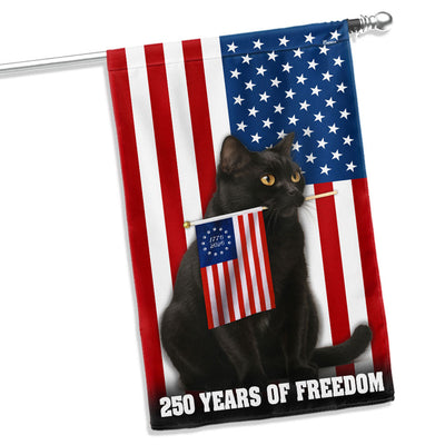 250 Years of Freedom Flag, Patriotic Black Cat American Flag