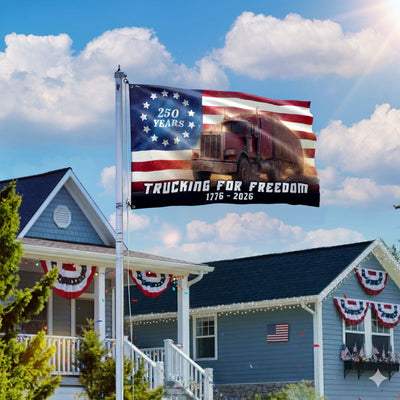 Trucker American Flag, 1776 2026 Trucking for Freedom Grommet Flag