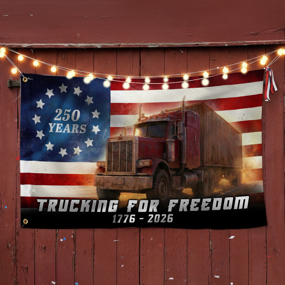 Trucker American Flag, 1776 2026 Trucking for Freedom Grommet Flag