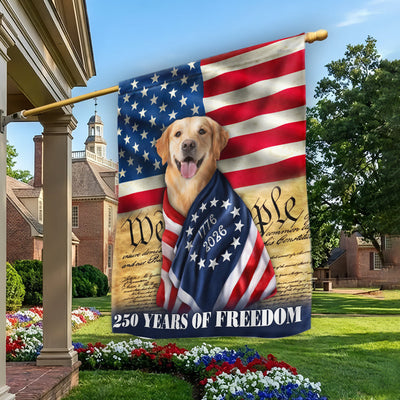 250 Years of Freedom Flag, Golden Retriever Wrapped in Glory US Flag