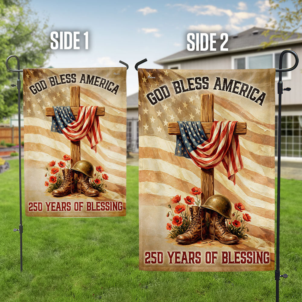 250 Years of Blessing Flag, Memorial Day Patriotic Cross American Flag