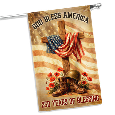 250 Years of Blessing Flag, Memorial Day Patriotic Cross American Flag