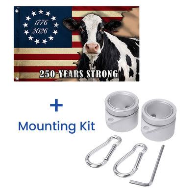 250 Years Strong Dairy Cow American Grommet Flag for Farm Patriotic Decor