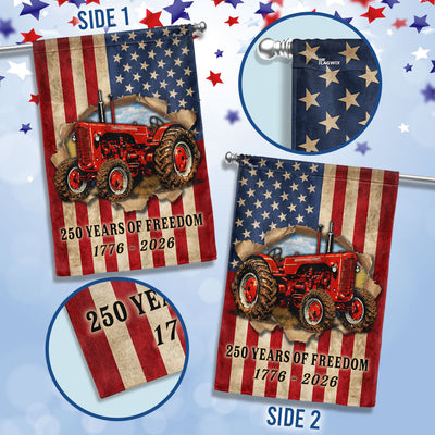 Tractor Farmer Flag, 250 Years of Freedom Red Tractor US Flag