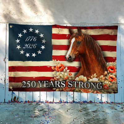 Horse American Grommet Flag, 250 Years Strong Horse Farmhouse Decor