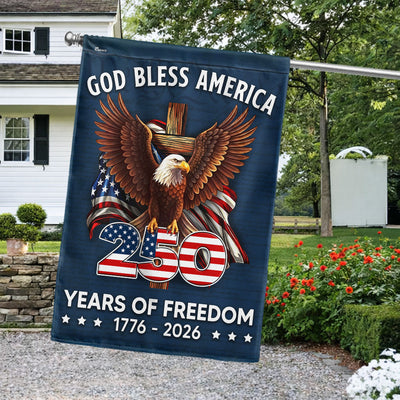 250 Years of Freedom Flag, 1776 2026 God Bless America Cross US Flag