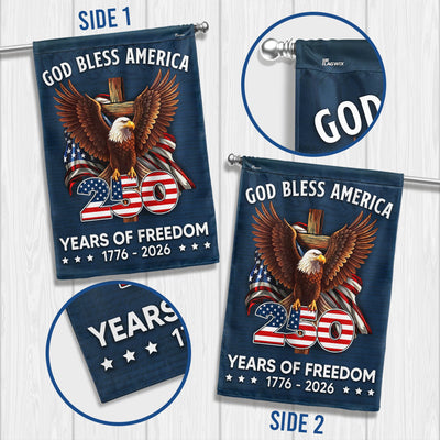 250 Years of Freedom Flag, 1776 2026 God Bless America Cross US Flag