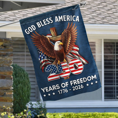 250 Years of Freedom Flag, 1776 2026 God Bless America Cross US Flag