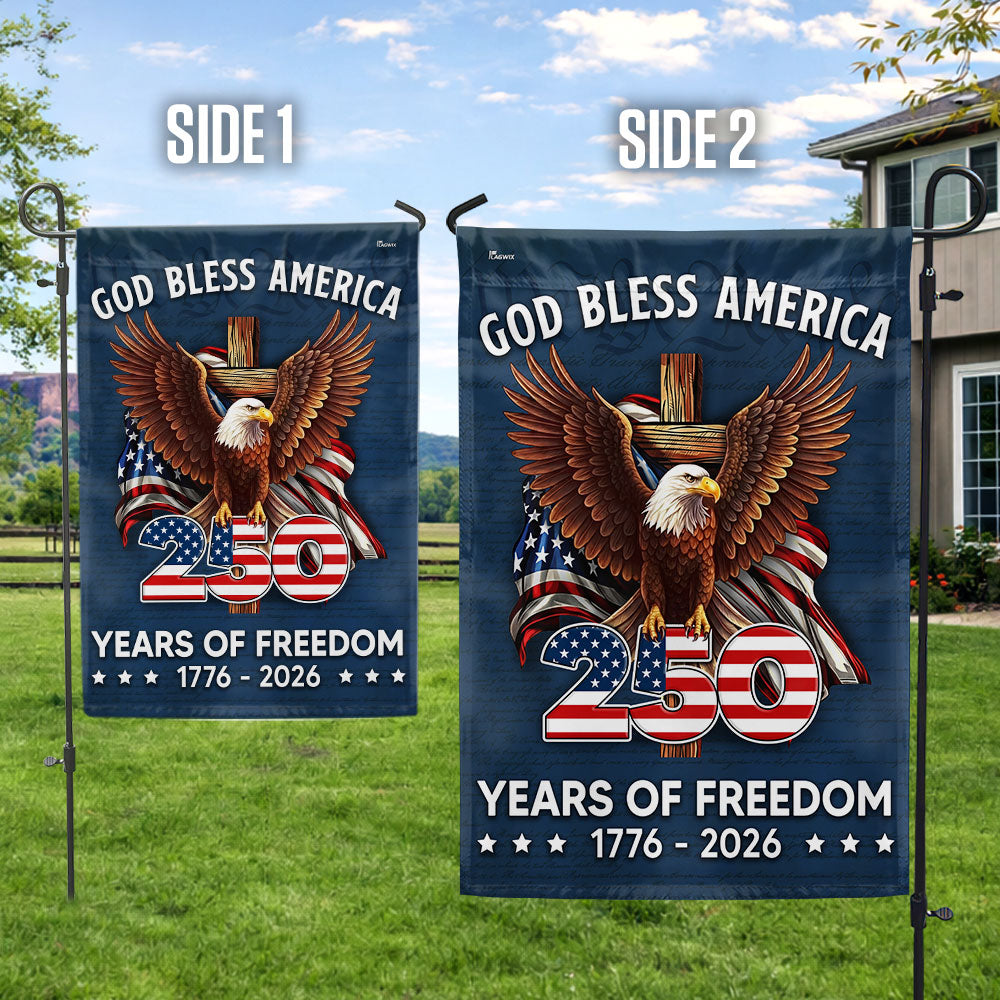 250 Years of Freedom Flag, 1776 2026 God Bless America Cross US Flag