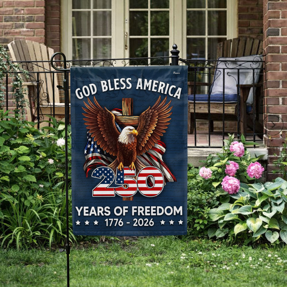 250 Years of Freedom Flag, 1776 2026 God Bless America Cross US Flag