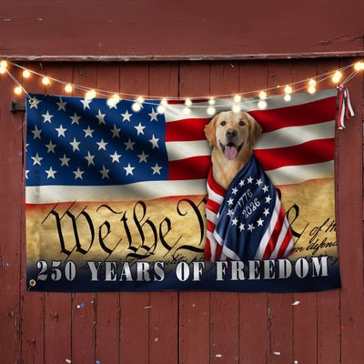 Patriotic Dog US Flag, 250 Years of Freedom We The People Grommet Flag