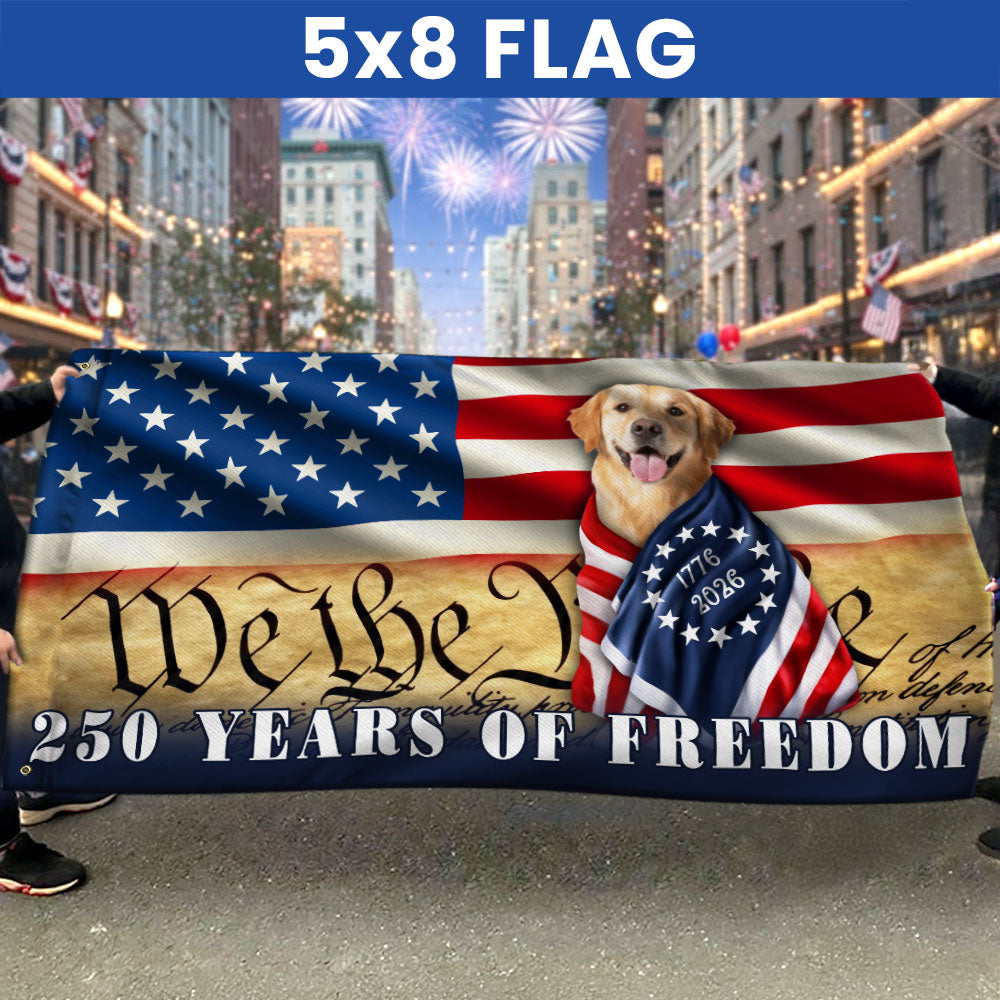 Patriotic Dog US Flag, 250 Years of Freedom We The People Grommet Flag