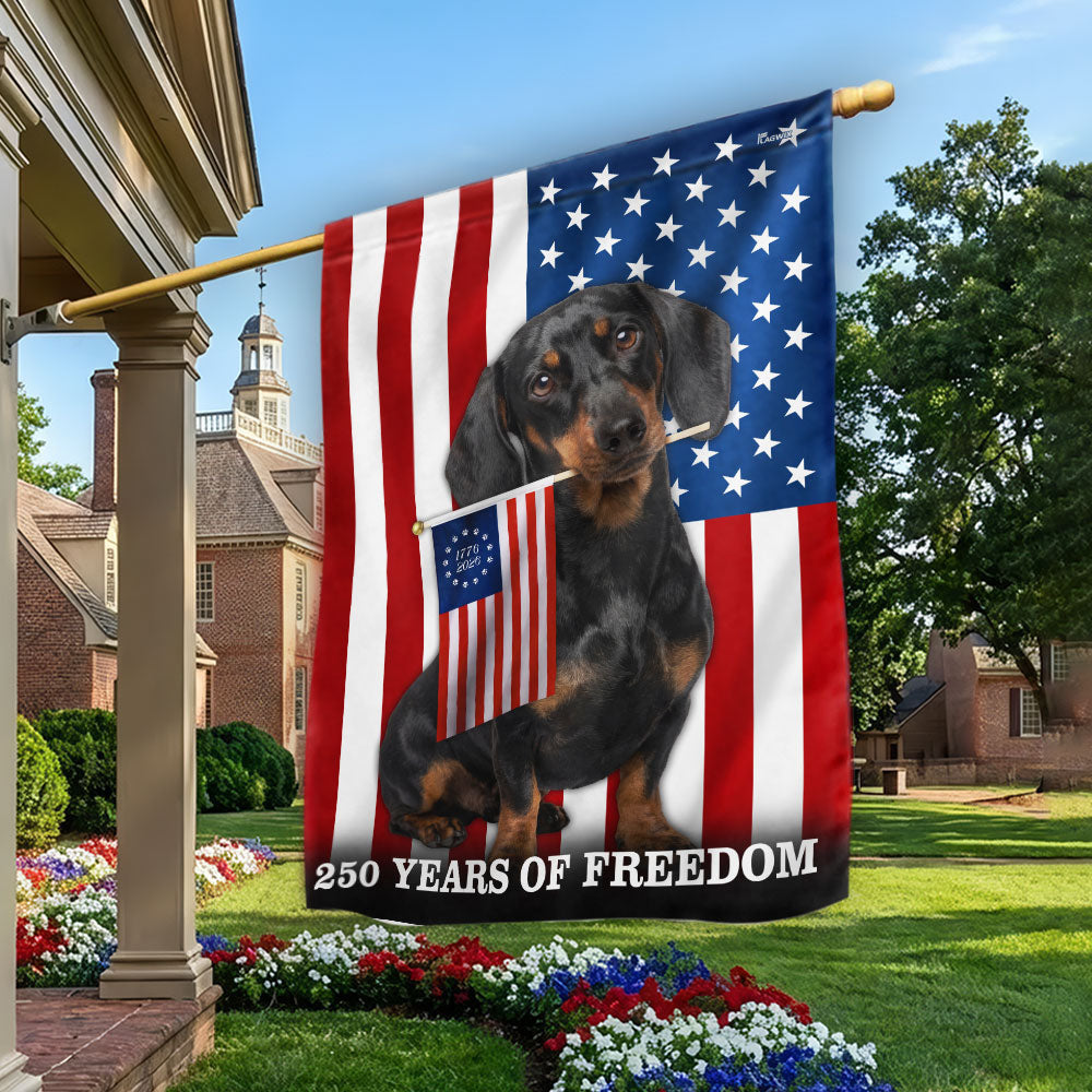 Dog American Flag, 250 Years of Freedom Dachshund Dog US Flag